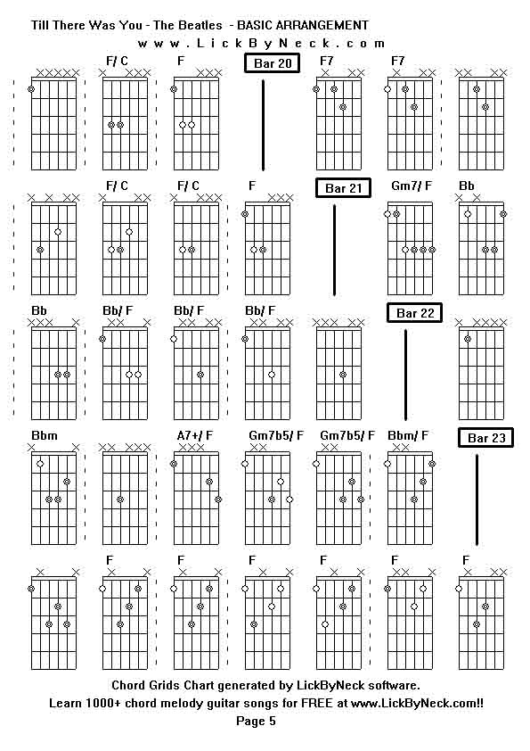 Chord Grids Chart of chord melody fingerstyle guitar song-Till There Was You - The Beatles  - BASIC ARRANGEMENT,generated by LickByNeck software.